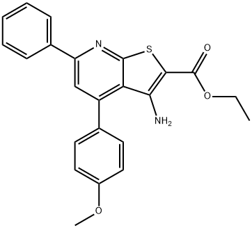 ethyl 3-amino-4-(4-methoxyphenyl)-6-phenylthieno[2,3-b]pyridine-2-carboxylate Struktur