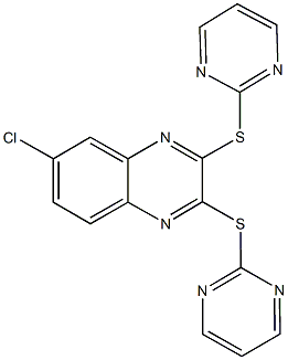 6-chloro-2,3-bis(2-pyrimidinylsulfanyl)quinoxaline Struktur