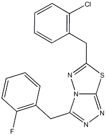 6-(2-chlorobenzyl)-3-(2-fluorobenzyl)[1,2,4]triazolo[3,4-b][1,3,4]thiadiazole Struktur