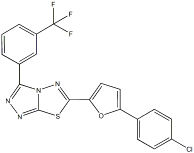 6-[5-(4-chlorophenyl)-2-furyl]-3-[3-(trifluoromethyl)phenyl][1,2,4]triazolo[3,4-b][1,3,4]thiadiazole Struktur