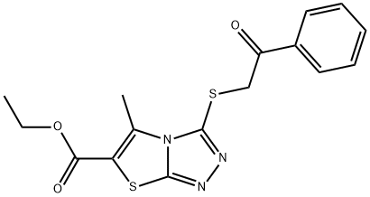 ethyl 5-methyl-3-[(2-oxo-2-phenylethyl)sulfanyl][1,3]thiazolo[2,3-c][1,2,4]triazole-6-carboxylate Struktur