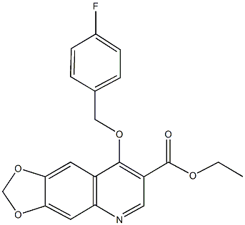 ethyl 8-[(4-fluorobenzyl)oxy][1,3]dioxolo[4,5-g]quinoline-7-carboxylate Struktur