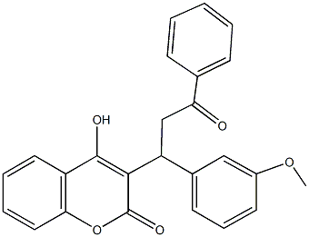 4-hydroxy-3-[1-(3-methoxyphenyl)-3-oxo-3-phenylpropyl]-2H-chromen-2-one Struktur