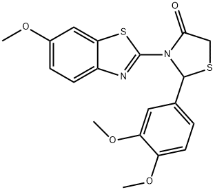 2-(3,4-dimethoxyphenyl)-3-(6-methoxy-1,3-benzothiazol-2-yl)-1,3-thiazolidin-4-one Struktur