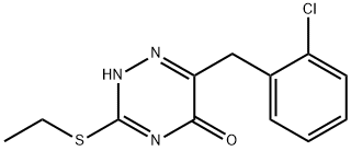 6-(2-chlorobenzyl)-3-(ethylsulfanyl)-1,2,4-triazin-5(4H)-one Struktur