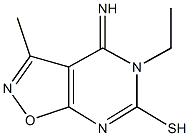 5-ethyl-4-imino-3-methyl-4,5-dihydroisoxazolo[5,4-d]pyrimidine-6-thiol Struktur