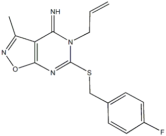 5-allyl-6-[(4-fluorobenzyl)sulfanyl]-3-methylisoxazolo[5,4-d]pyrimidin-4(5H)-imine Struktur