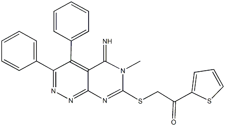 2-[(5-imino-6-methyl-3,4-diphenyl-5,6-dihydropyrimido[4,5-c]pyridazin-7-yl)sulfanyl]-1-(2-thienyl)ethanone Struktur