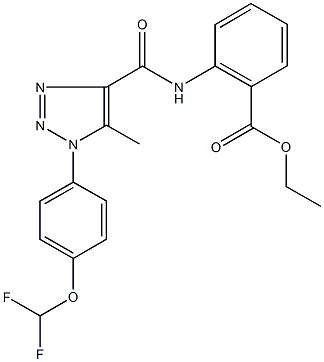 ethyl 2-[({1-[4-(difluoromethoxy)phenyl]-5-methyl-1H-1,2,3-triazol-4-yl}carbonyl)amino]benzoate Struktur