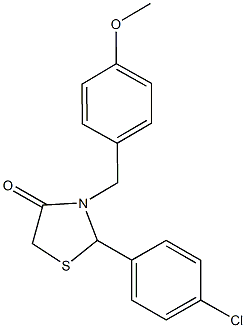 2-(4-chlorophenyl)-3-(4-methoxybenzyl)-1,3-thiazolidin-4-one Struktur