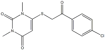 6-{[2-(4-chlorophenyl)-2-oxoethyl]sulfanyl}-1,3-dimethyl-2,4(1H,3H)-pyrimidinedione Struktur