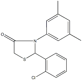 2-(2-chlorophenyl)-3-(3,5-dimethylphenyl)-1,3-thiazolidin-4-one Struktur