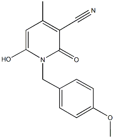 6-hydroxy-1-(4-methoxybenzyl)-4-methyl-2-oxo-1,2-dihydro-3-pyridinecarbonitrile Struktur