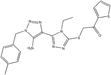 2-({5-[5-amino-1-(4-methylbenzyl)-1H-1,2,3-triazol-4-yl]-4-ethyl-4H-1,2,4-triazol-3-yl}sulfanyl)-1-(2-thienyl)ethanone Struktur