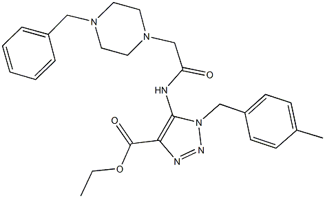 ethyl 5-{[(4-benzyl-1-piperazinyl)acetyl]amino}-1-(4-methylbenzyl)-1H-1,2,3-triazole-4-carboxylate Struktur