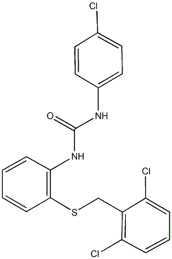 N-(4-chlorophenyl)-N'-{2-[(2,6-dichlorobenzyl)sulfanyl]phenyl}urea Struktur