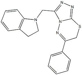 3-(2,3-dihydro-1H-indol-1-ylmethyl)-6-phenyl-7H-[1,2,4]triazolo[3,4-b][1,3,4]thiadiazine Struktur