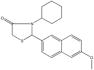 3-cyclohexyl-2-(6-methoxy-2-naphthyl)-1,3-thiazolidin-4-one Struktur