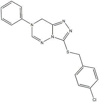 3-[(4-chlorobenzyl)sulfanyl]-7-phenyl-7,8-dihydro[1,2,4]triazolo[3,4-f][1,2,4]triazine Struktur