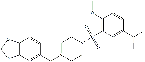 2-{[4-(1,3-benzodioxol-5-ylmethyl)-1-piperazinyl]sulfonyl}-4-isopropylphenyl methyl ether Struktur