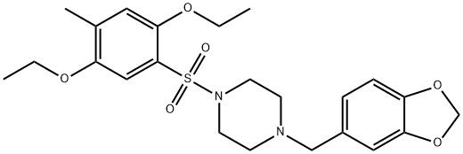 1-(1,3-benzodioxol-5-ylmethyl)-4-[(2,5-diethoxy-4-methylphenyl)sulfonyl]piperazine Struktur