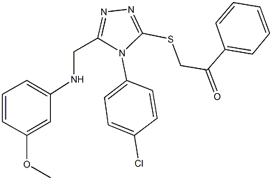 2-({4-(4-chlorophenyl)-5-[(3-methoxyanilino)methyl]-4H-1,2,4-triazol-3-yl}sulfanyl)-1-phenylethanone Struktur