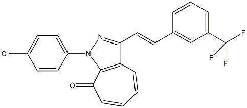 1-(4-chlorophenyl)-3-{2-[3-(trifluoromethyl)phenyl]vinyl}cyclohepta[c]pyrazol-8(1H)-one Struktur