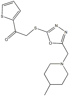 2-({5-[(4-methyl-1-piperidinyl)methyl]-1,3,4-oxadiazol-2-yl}sulfanyl)-1-(2-thienyl)ethanone Struktur