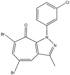 5,7-dibromo-1-(3-chlorophenyl)-3-methylcyclohepta[c]pyrazol-8(1H)-one Struktur