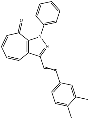 3-[2-(3,4-dimethylphenyl)vinyl]-1-phenylcyclohepta[c]pyrazol-8(1H)-one Struktur