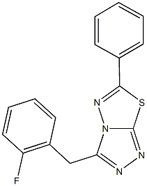 3-(2-fluorobenzyl)-6-phenyl[1,2,4]triazolo[3,4-b][1,3,4]thiadiazole Struktur