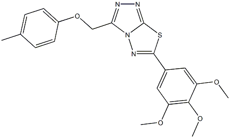 3-[(4-methylphenoxy)methyl]-6-(3,4,5-trimethoxyphenyl)[1,2,4]triazolo[3,4-b][1,3,4]thiadiazole Struktur