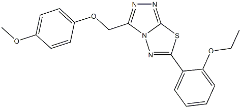 6-(2-ethoxyphenyl)-3-[(4-methoxyphenoxy)methyl][1,2,4]triazolo[3,4-b][1,3,4]thiadiazole Struktur