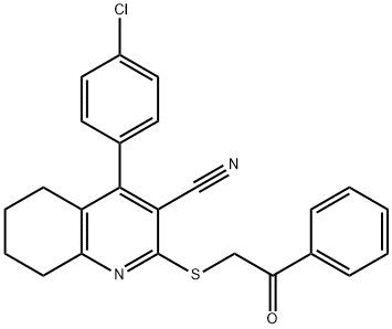 4-(4-chlorophenyl)-2-[(2-oxo-2-phenylethyl)sulfanyl]-5,6,7,8-tetrahydro-3-quinolinecarbonitrile Struktur