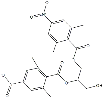 2-hydroxy-1-[({4-nitro-2,6-dimethylbenzoyl}oxy)methyl]ethyl 4-nitro-2,6-dimethylbenzoate Struktur