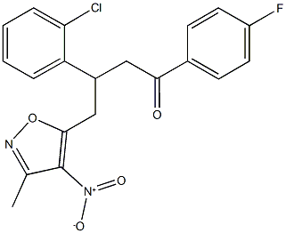 3-(2-chlorophenyl)-1-(4-fluorophenyl)-4-{4-nitro-3-methyl-5-isoxazolyl}-1-butanone Struktur