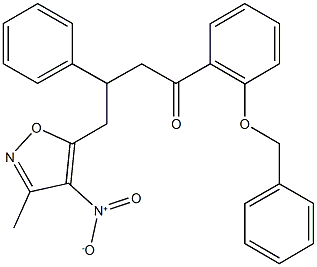 1-[2-(benzyloxy)phenyl]-4-{4-nitro-3-methyl-5-isoxazolyl}-3-phenyl-1-butanone Struktur