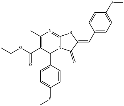 ethyl 7-methyl-2-[4-(methylsulfanyl)benzylidene]-5-[4-(methylsulfanyl)phenyl]-3-oxo-2,3-dihydro-5H-[1,3]thiazolo[3,2-a]pyrimidine-6-carboxylate Struktur