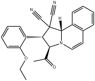 3-acetyl-2-(2-ethoxyphenyl)-2,3-dihydropyrrolo[2,1-a]isoquinoline-1,1(10bH)-dicarbonitrile Struktur