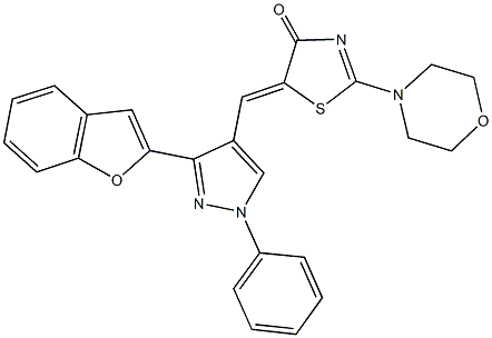 5-{[3-(1-benzofuran-2-yl)-1-phenyl-1H-pyrazol-4-yl]methylene}-2-(4-morpholinyl)-1,3-thiazol-4(5H)-one Struktur