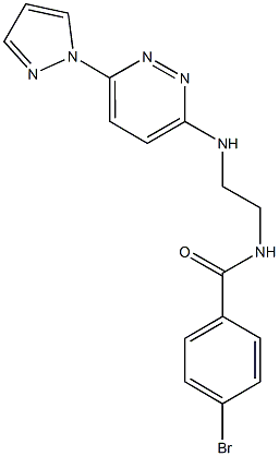 4-bromo-N-(2-{[6-(1H-pyrazol-1-yl)-3-pyridazinyl]amino}ethyl)benzamide Struktur