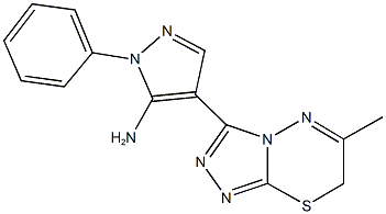 4-(6-methyl-7H-[1,2,4]triazolo[3,4-b][1,3,4]thiadiazin-3-yl)-1-phenyl-1H-pyrazol-5-ylamine Struktur