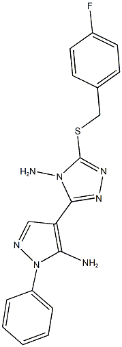 4-{4-amino-5-[(4-fluorobenzyl)sulfanyl]-4H-1,2,4-triazol-3-yl}-1-phenyl-1H-pyrazol-5-ylamine Struktur