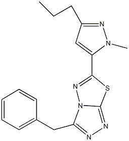 3-benzyl-6-(1-methyl-3-propyl-1H-pyrazol-5-yl)[1,2,4]triazolo[3,4-b][1,3,4]thiadiazole Struktur