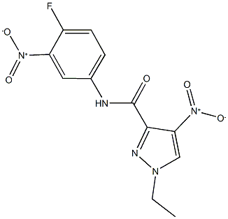 1-ethyl-N-{4-fluoro-3-nitrophenyl}-4-nitro-1H-pyrazole-3-carboxamide Struktur