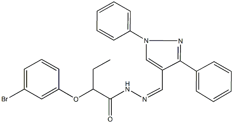 2-(3-bromophenoxy)-N'-[(1,3-diphenyl-1H-pyrazol-4-yl)methylene]butanohydrazide Struktur