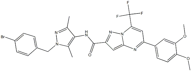 N-[1-(4-bromobenzyl)-3,5-dimethyl-1H-pyrazol-4-yl]-5-(3,4-dimethoxyphenyl)-7-(trifluoromethyl)pyrazolo[1,5-a]pyrimidine-2-carboxamide Struktur