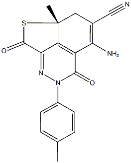 4-amino-6a-methyl-2-(4-methylphenyl)-3,8-dioxo-2,6,6a,8-tetrahydro-3H-thieno[4,3,2-de]phthalazine-5-carbonitrile Struktur