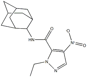 N-(2-adamantyl)-1-ethyl-4-nitro-1H-pyrazole-5-carboxamide Struktur