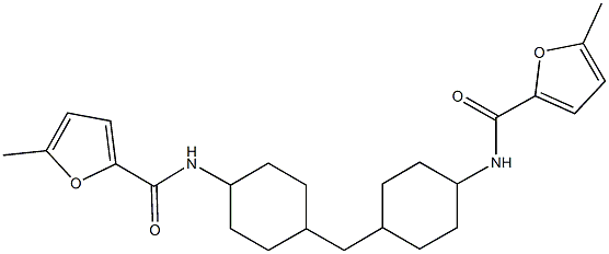 5-methyl-N-[4-({4-[(5-methyl-2-furoyl)amino]cyclohexyl}methyl)cyclohexyl]-2-furamide Struktur